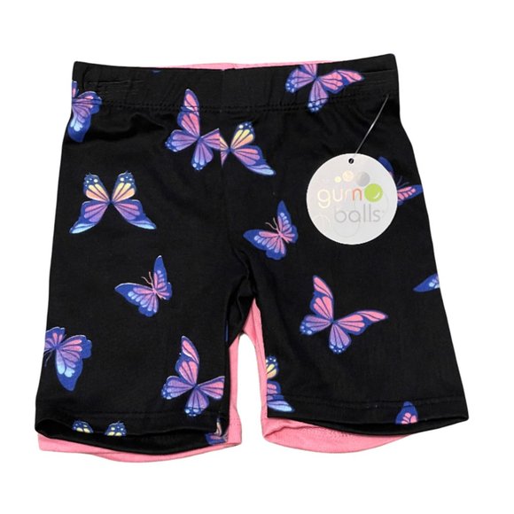 Gumballs Toddler Girl's Black / Pink Butterfly Shorts 2-pack, Size: 2T - NWT - Picture 1 of 6